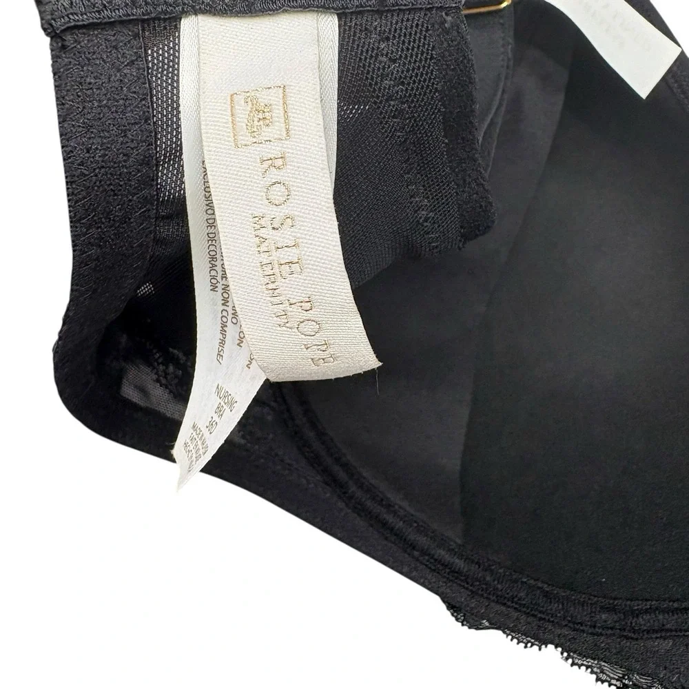 Rosie Pope Bra 36D Black Nursing Bra Lace Maternity Wireless Lightly Lined NWT